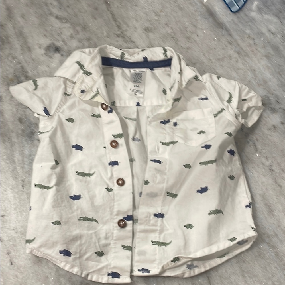 White Crocodile Print Kids Shirt